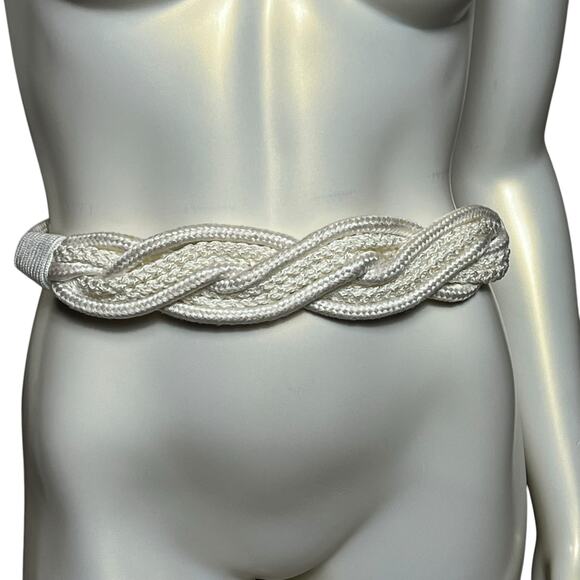 Nautical White Braided Rope Belt with Silver Hook Clasp - Casual Summer Style - Picture 9 of 9